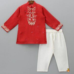 Boys Red Kurta With Pyjama (8-9 YO)